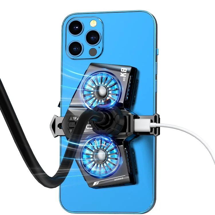 K8 Cell Phone Radiator Coolers Universal Mobile Phone Cooling Fan with Digital Display/Clip for Playing Games, Live Streaming