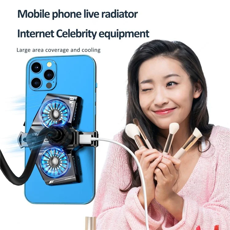 K8 Cell Phone Radiator Coolers Universal Mobile Phone Cooling Fan with Digital Display/Clip for Playing Games, Live Streaming