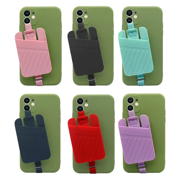 Estiramiento Universal Silicona Tarera Del Teléfono Sostador de Tarjetas de Crédito Case Case Case Case Pocket - Rosado