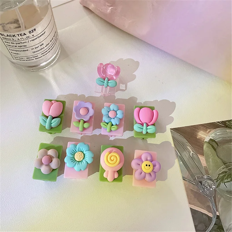 Niedliche Muster-ladungskabel-beschützer Usb-datenkabel Chomper Usb-ladegerät Für Blitz, Typ-c, Mikro-usb-drähte - Rose Tulp