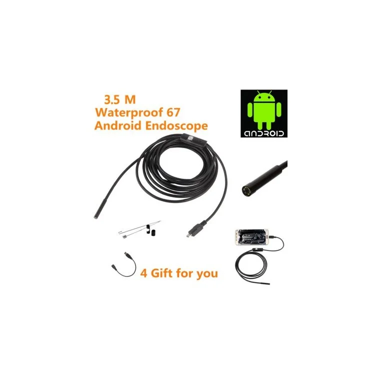 2m Soft Cable AN97 Waterproof Micro USB Endoscope Snake Tube Inspection Camera for Android Phone with OTG