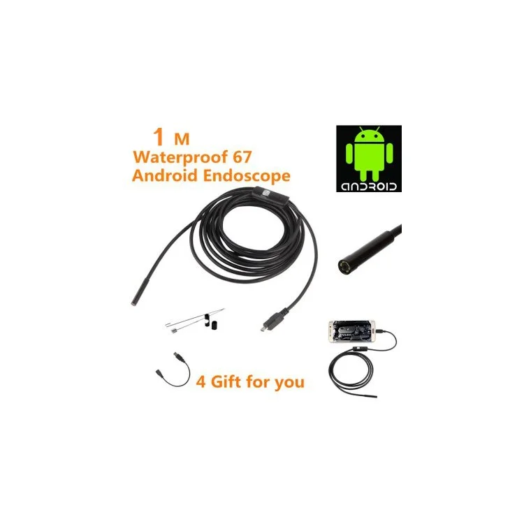 1m AN97 Waterproof Micro USB Endoscope Inspection with 6 LED for OTG Function Android Phone