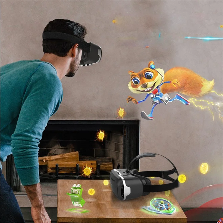 SHINECON 2.0 3D VR Virtual Reality Glasses Box with Wireless Bluetooth Remote Controller - Black VR Box/ Black / Red