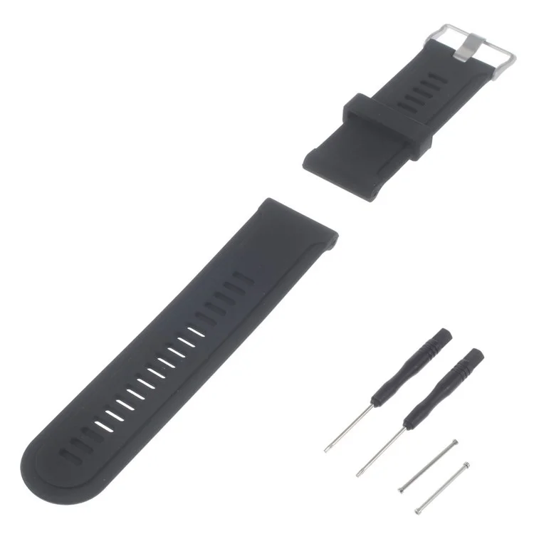 Para Garmin Fenix 3 HR Pulseira de silicone macio + Adaptadores de molas + Ferramentas - Preto