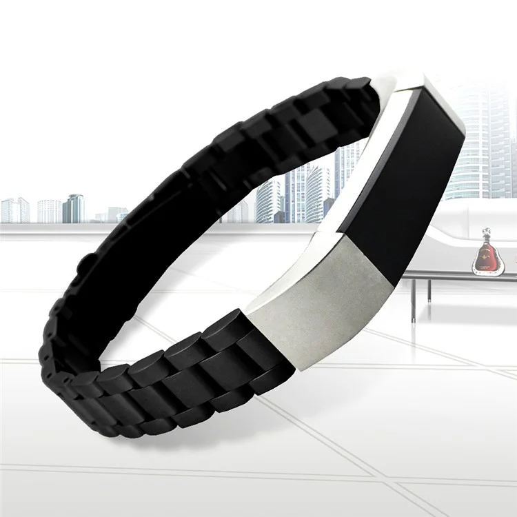 Luxury Sturdy Stainless Steel Wrist Strap Watchband for Fitbit Alta - Black