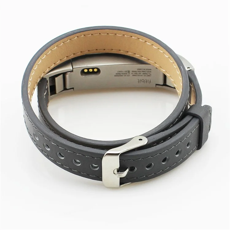 Genuine Leather Double Tour Watch Band for Fitbit Alta - Grey