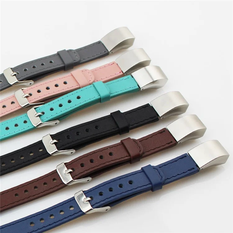 Genuine Leather Double Tour Watch Band for Fitbit Alta - Grey