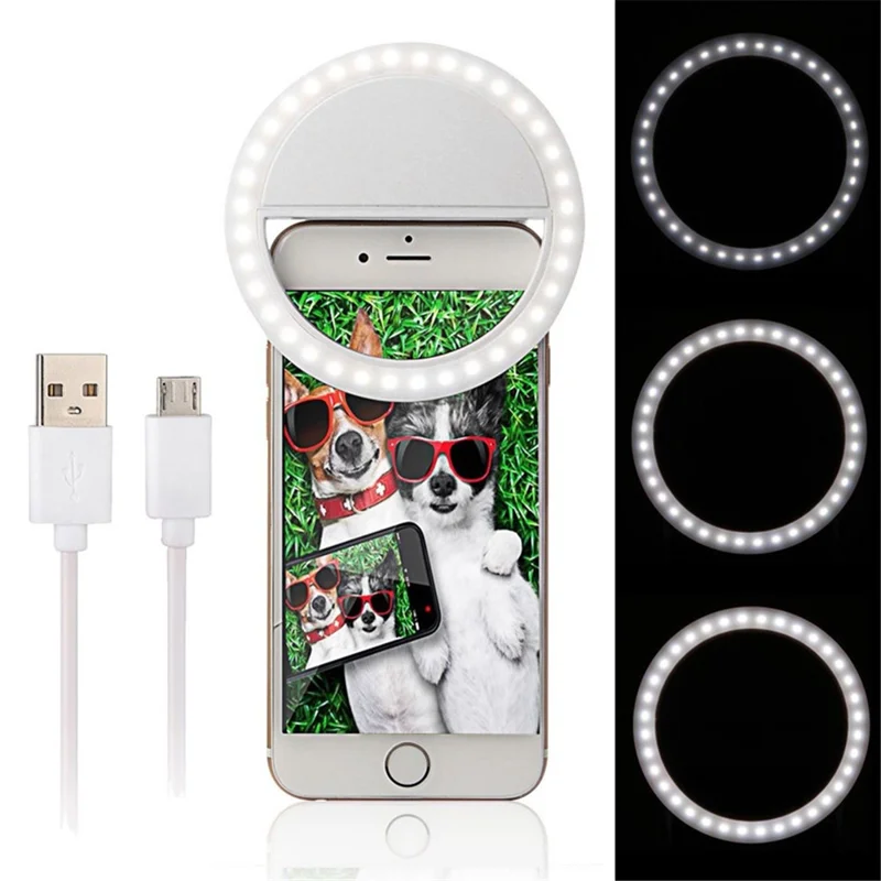Universal Portable Clip-On 36 LED Dimmable Selfie Light Fill-in Light Pocket Spotlight - White