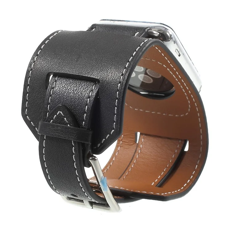Genuine Leather Watch Band for Apple Watch 42mm Series 3 Series 1 Series 2 - Black
