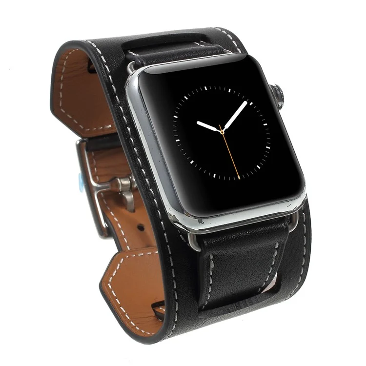 Genuine Leather Watch Band for Apple Watch 42mm Series 3 Series 1 Series 2 - Black