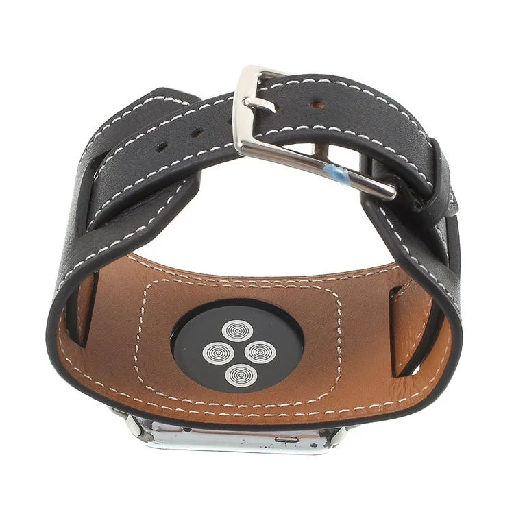 Genuine Leather Watch Band for Apple Watch 42mm Series 3 Series 1 Series 2 - Black