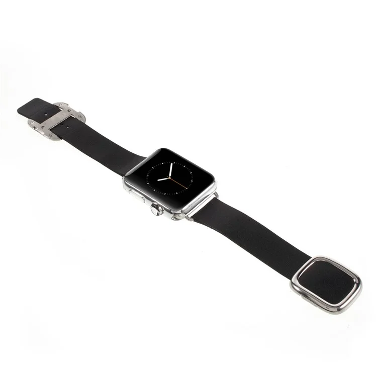 Genuine Leather Modern Style Watch Band for Apple Watch Series 3 Series 1 Series 2 38mm - Black