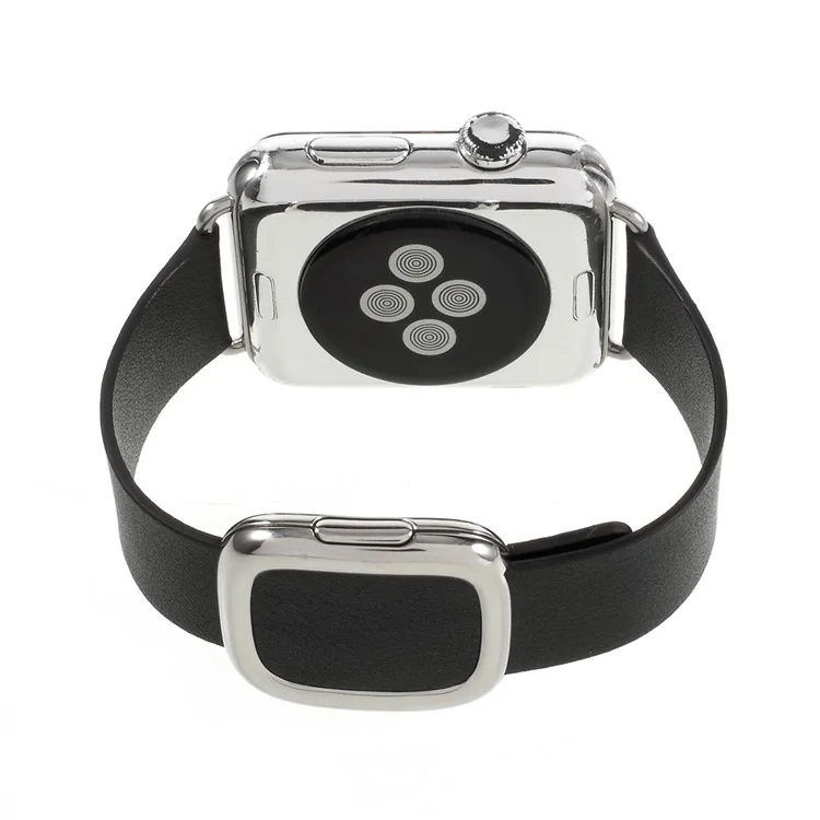 Genuine Leather Modern Style Watch Band for Apple Watch Series 3 Series 1 Series 2 38mm - Black