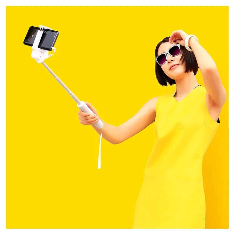 XIAOMI Wire Control Foldable Extendable Handheld Monopod Selfie Stick - Grey