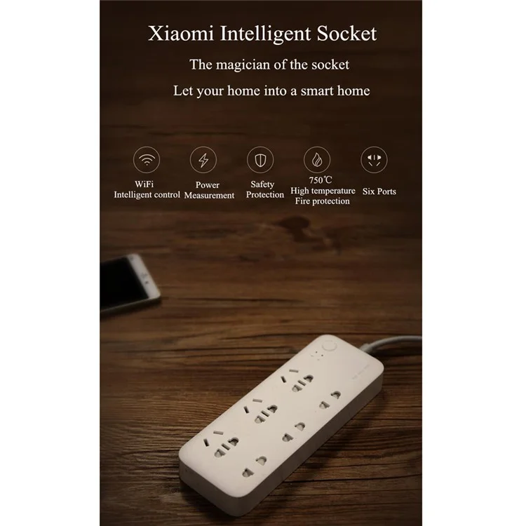 XIAOMI 6 Outlets Wifi Remote Control Outlet Power Strip