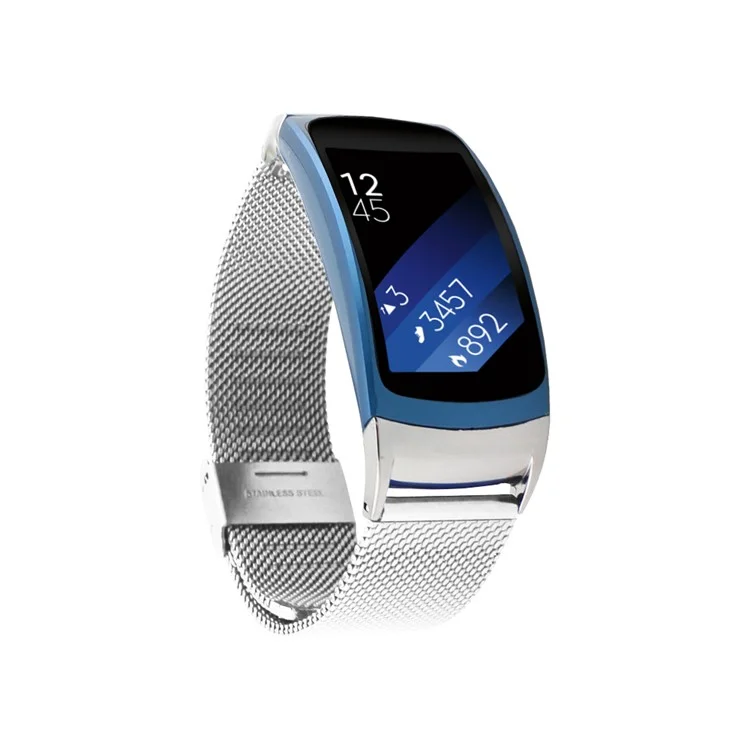 Malha de Aço Inoxidável Pulseiro de Pulso Strap For Samsung Gear Fit 2 SM-R360 - Cor Prata