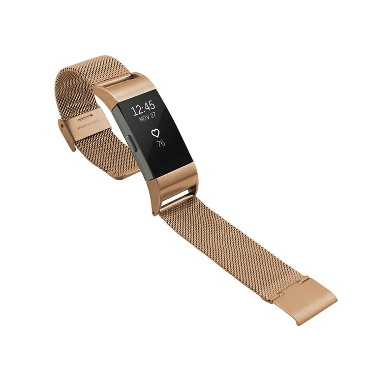 Mesh Stainless Steel Watch Band Strap for Fitbit Charge 2 - Rose Gold Color