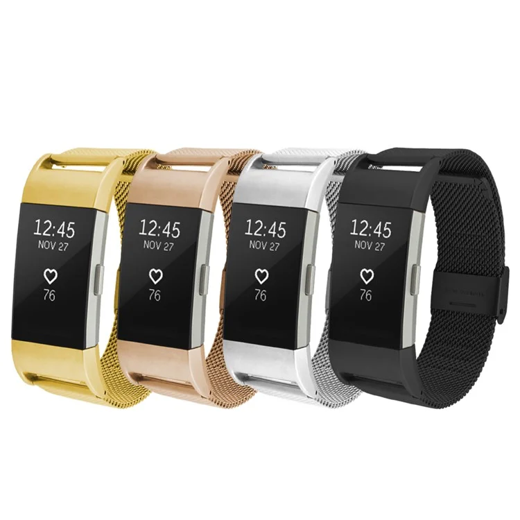 Pulsera de acero inoxidable con malla para Fitbit Charge 2 - Color oro rosa