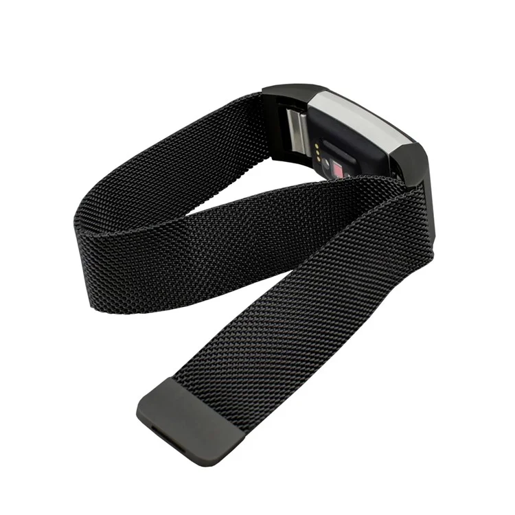 180mm Luxury Milanese Magnetic Stainless Steel Watch Band Strap for Fitbit Charge 2 - Black