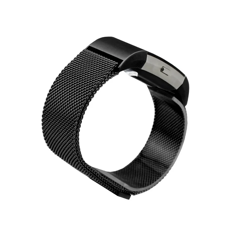 180mm Luxury Milanese Magnetic Stainless Steel Watch Band Strap for Fitbit Charge 2 - Black