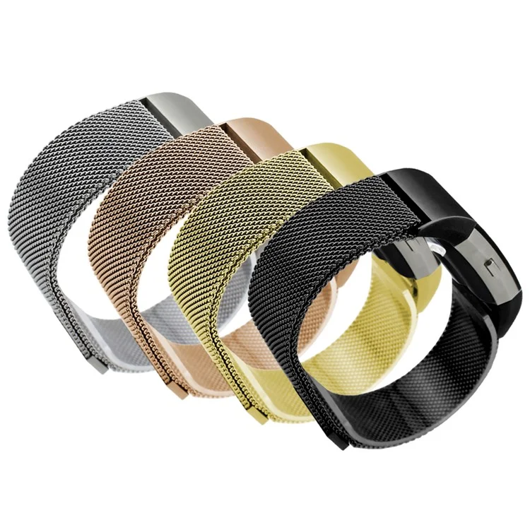 180mm Luxury Milanese Magnetic Stainless Steel Watch Band Strap for Fitbit Charge 2 - Black