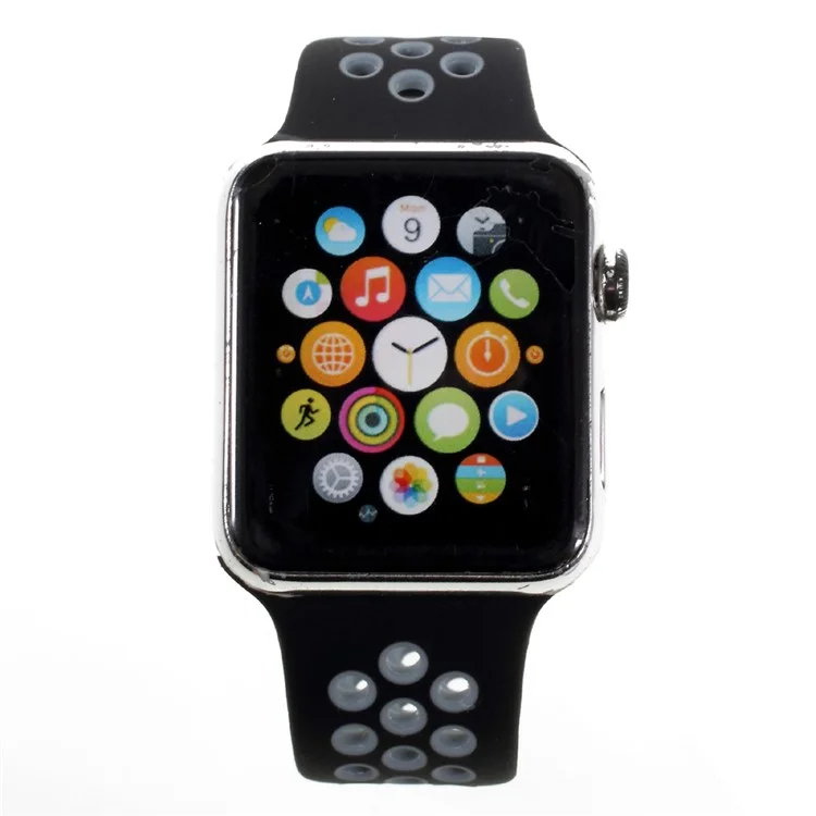Silicone Watchband Replacement Wrist Strap for Apple Watch 42mm Series 1 Series 2 Series 3 - Black