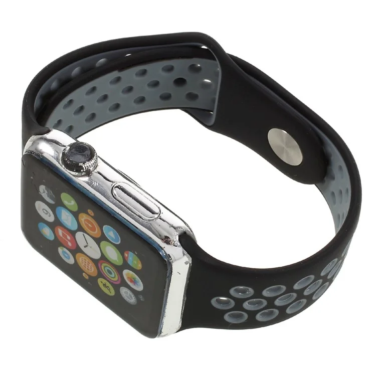 Silicone Watchband Replacement Wrist Strap for Apple Watch 42mm Series 1 Series 2 Series 3 - Black
