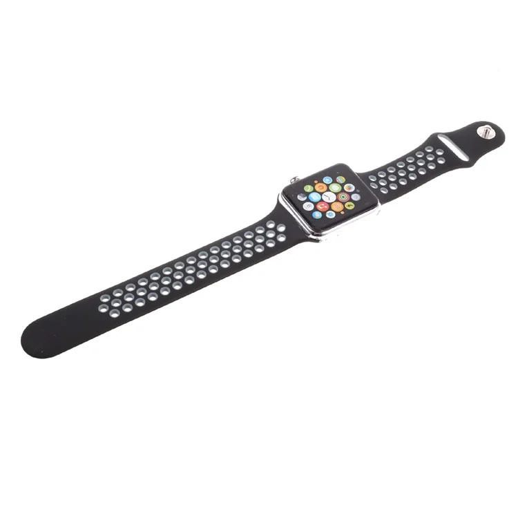 Silicone Watchband Replacement Wrist Strap for Apple Watch 38mm Series 3 Series 1 Series 2 - Black