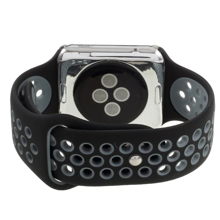Silicone Watchband Replacement Wrist Strap for Apple Watch 38mm Series 3 Series 1 Series 2 - Black