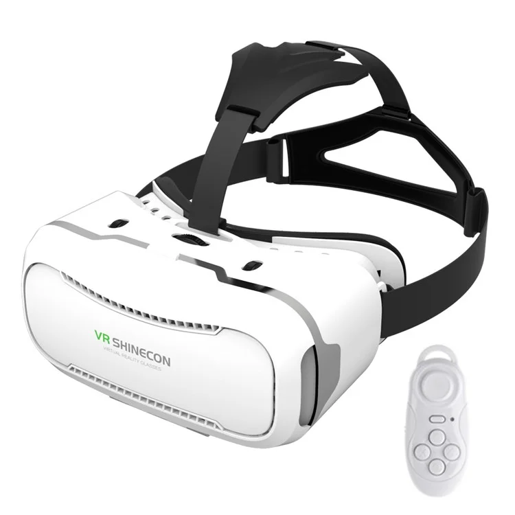 SHINECON 2.0 Virtual Reality Glasses 3D VR Box 360 Degree Panoramic with Bluetooth Remote Shutter - White