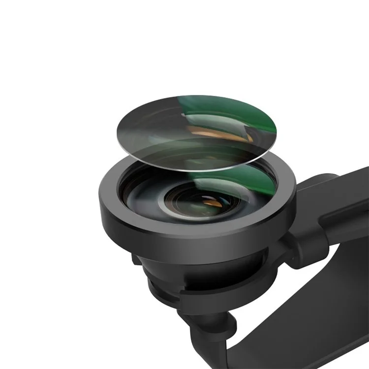 Universal Clip-on 3-in-1 Mobile Phone Camera Lens Kit 180° Fish Eye Lens + 0.67X Wide Angle Lens + Macro Lens - Black