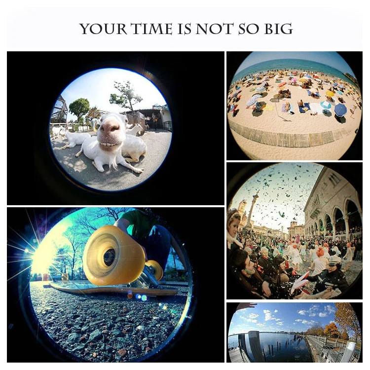 Universal Clip-on 3-in-1 Mobile Phone Camera Lens Kit 180° Fish Eye Lens + 0.67X Wide Angle Lens + Macro Lens - Black