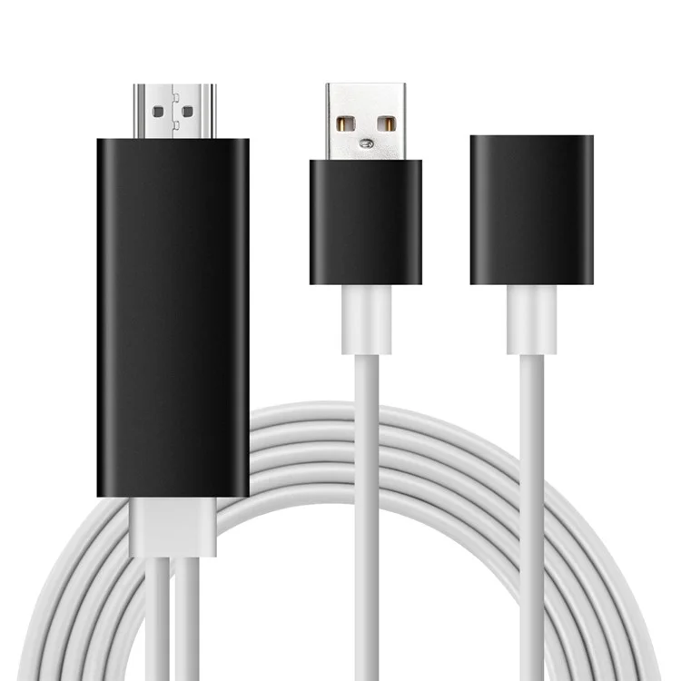 USB Female to HDMI 1080P HDTV Display Cable Adapter for iPhones/iPads/Samsung Phones Tablets - Black