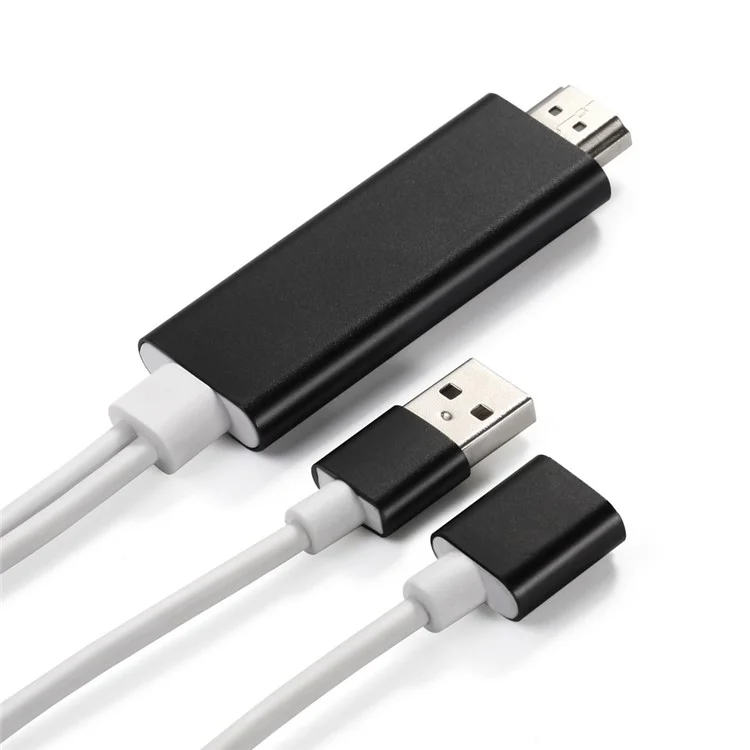 USB Female to HDMI 1080P HDTV Display Cable Adapter for iPhones/iPads/Samsung Phones Tablets - Black
