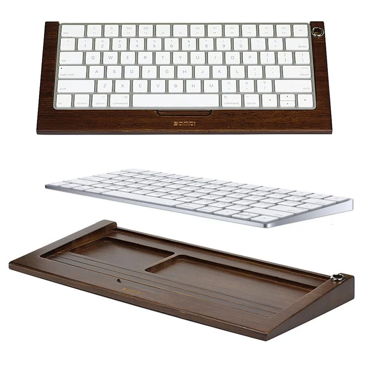 SAMDI Wooden Keyboard Tray Stand for Apple iMac Bluetooth Keyboard 2 Generation - Walnut Wood