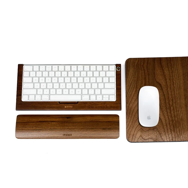 SAMDI Wooden Keyboard Tray Stand for Apple iMac Bluetooth Keyboard 2 Generation - Walnut Wood