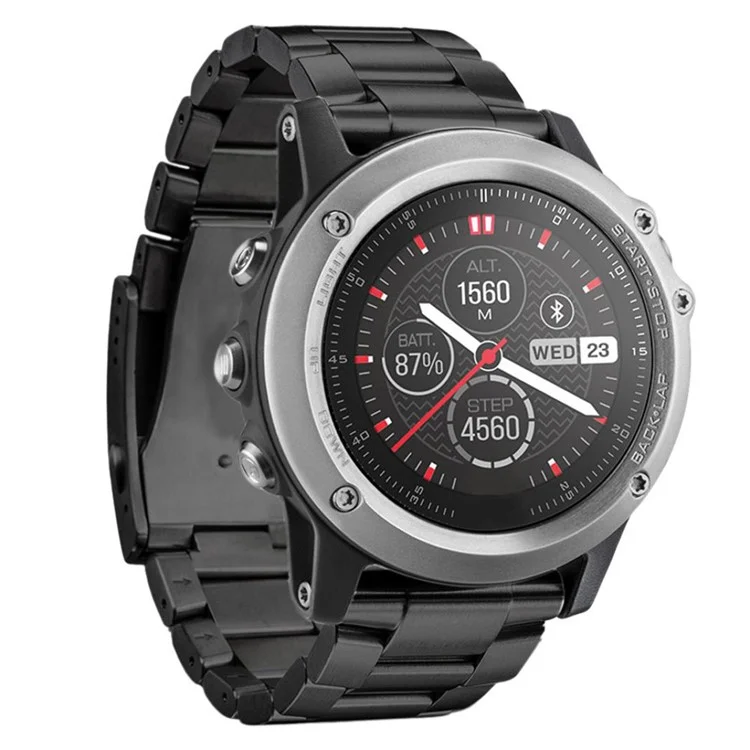 Banda de Reloj de Acero Inoxidable Para Garmin Fenix ​​3. , Reemplazo de Correa de Reloj de Cierre de Plegamiento de Tres Cuentas - Negro