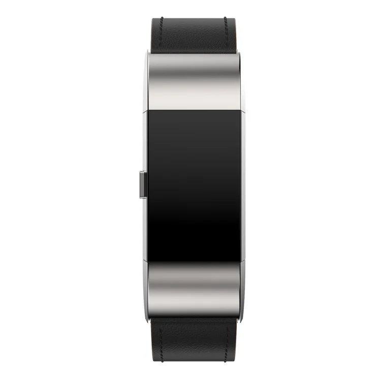 For Fitbit Charge 2 Genuine Leather Watch Band Watchband Replacement - Black