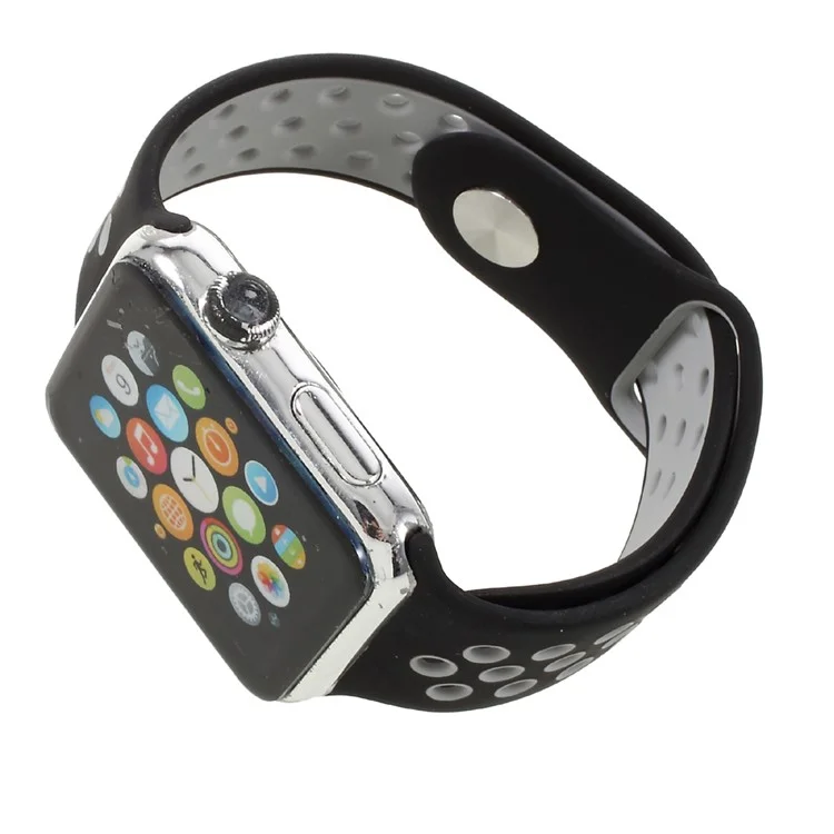 Silicone Watchband Replacement Wrist Strap for Apple Watch 38mm Series 1 Series 2 Series 3 - Black