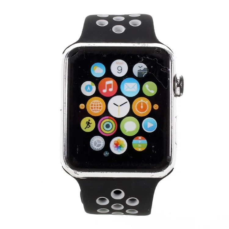 Silicone Watchband Replacement Wrist Strap for Apple Watch 38mm Series 1 Series 2 Series 3 - Black