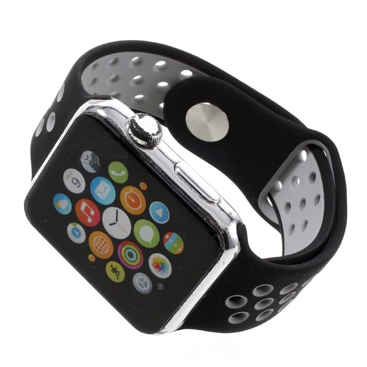 Silicone Watchband Replacement Wrist Strap for Apple Watch 38mm Series 1 Series 2 Series 3 - Black