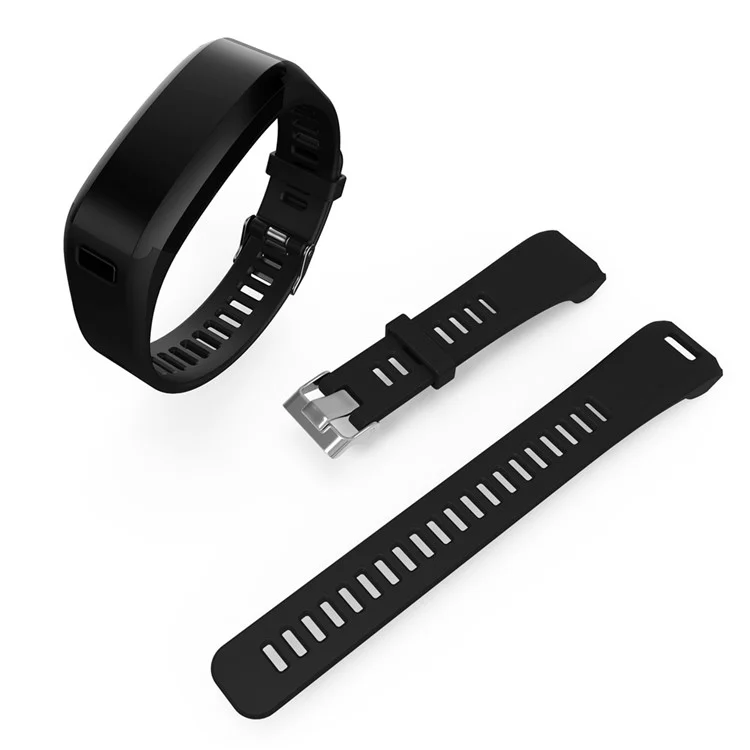 For Garmin Vivosmart HR 2-Part Silicone Watch Band Strap Replacement with Tool - Black