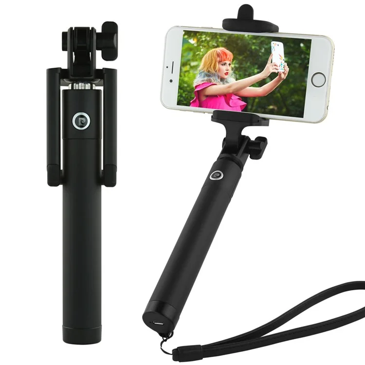 PIERRE CARDIN PCQ-E07 Bluetooth Selfie Monopod Rotary Selfie Stick for iPhone 7 Etc. - Black