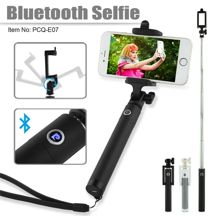 PIERRE CARDIN PCQ-E07 Bluetooth Selfie Monopod Rotary Selfie Stick for iPhone 7 Etc. - Black
