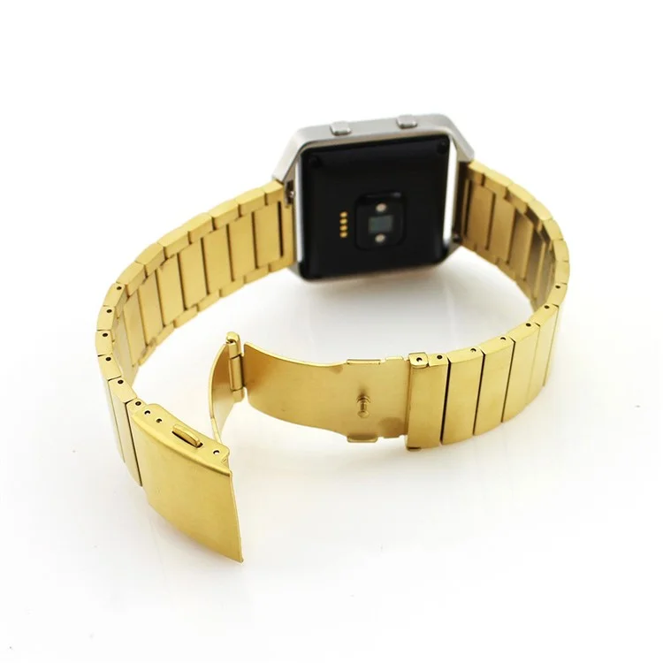 Solid Link Stainless Steel Watch Band with Folding Clasp for Fitbit Blaze - Gold Color