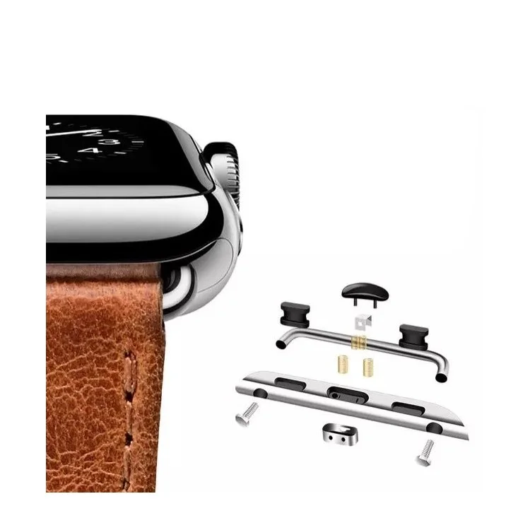 Crazy Horse Texture Retro Leather Watch Strap with Lugs Adapters for Apple Watch Series 3 / 2 / 1 42mm - Brown
