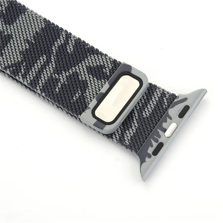 Camouflage Pattern Magnetic Milanese Stainless Steel Watch Band for Apple Watch 42mm Series 3 / 2 / 1 - Grey