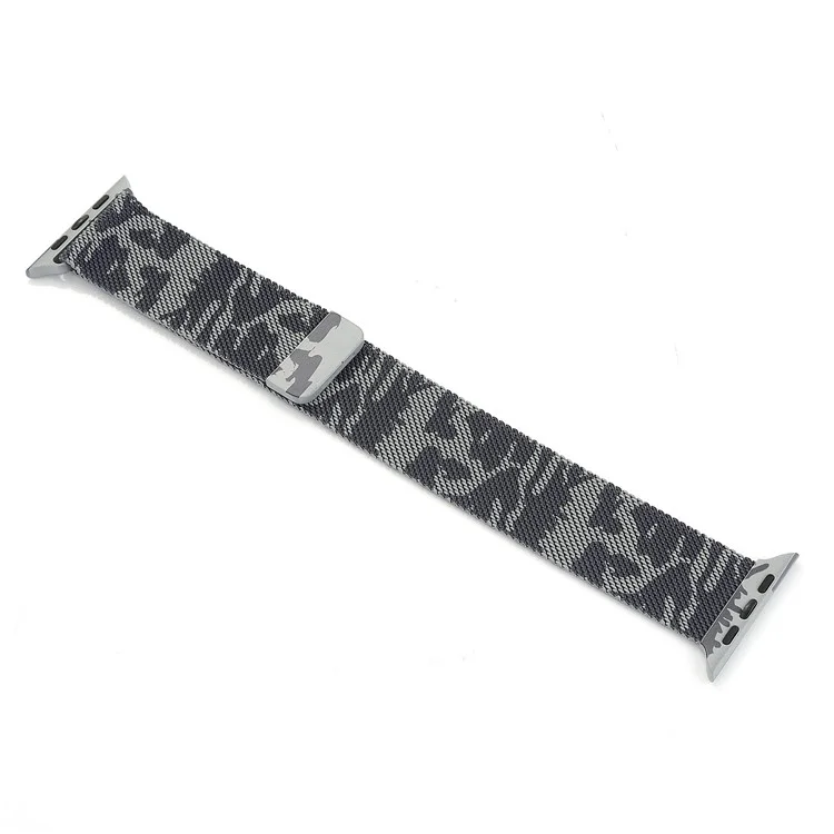 Camouflage Pattern Magnetic Milanese Stainless Steel Watch Band for Apple Watch 42mm Series 3 / 2 / 1 - Grey