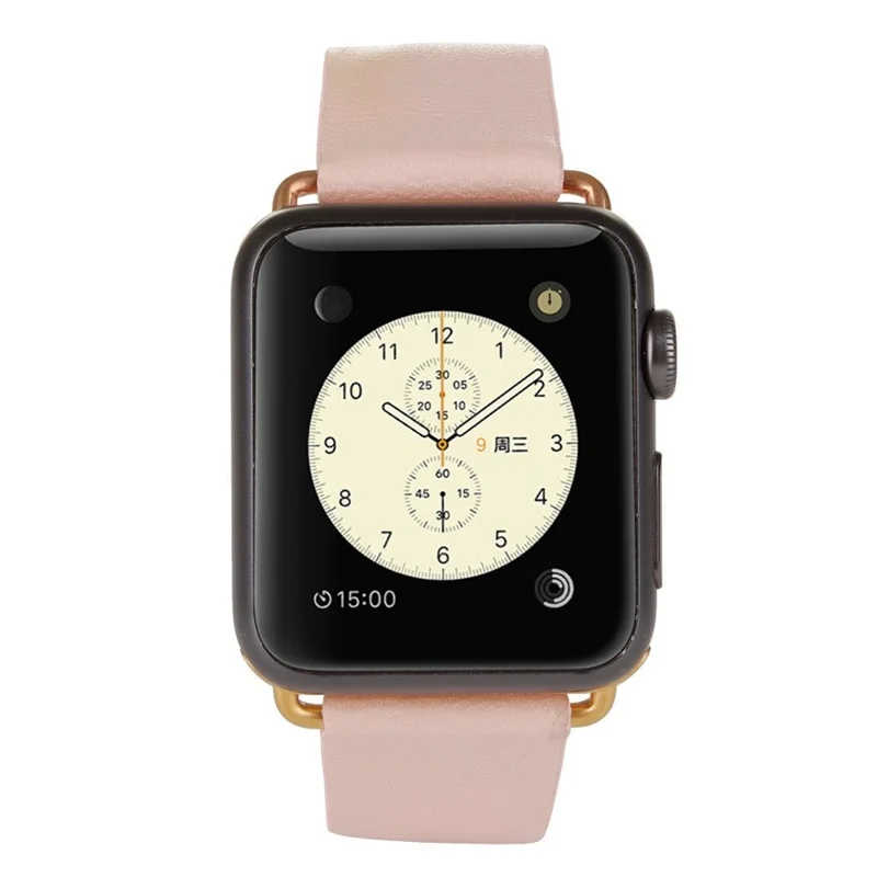 Modern Genuine Leather Watch Band with Magnetic Buckle for 38mm Apple Watch Series 3 Series 2 Series 1 - Pink