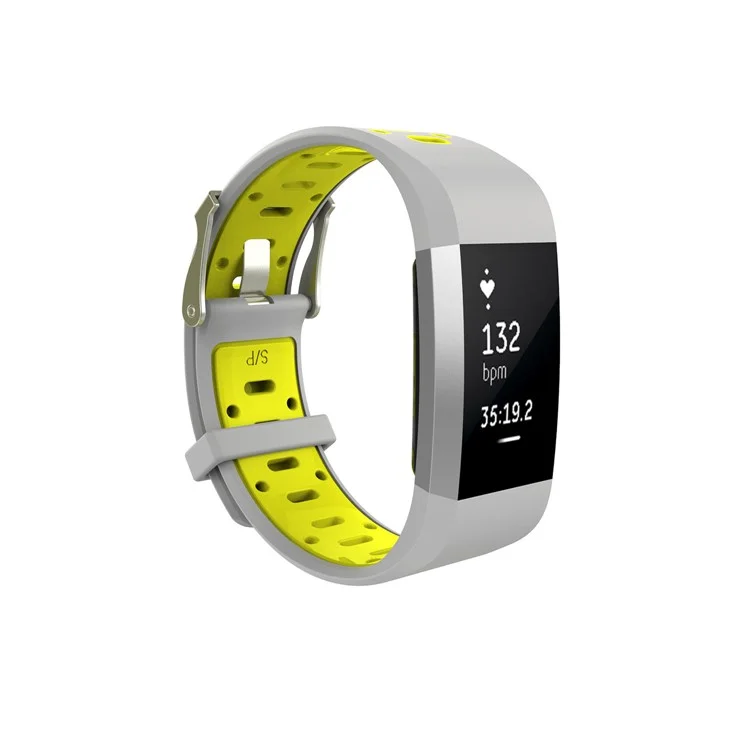 10Pcs/Set Bi-color Soft Silicone Watch Band Replacement for Fitbit Charge 2, Size: S